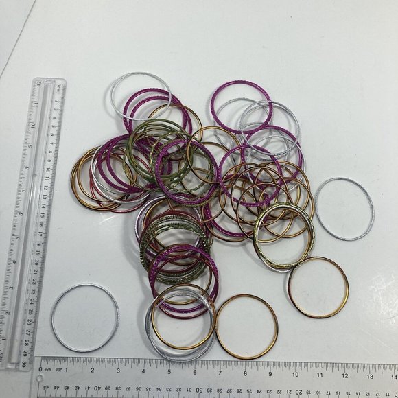 Vintage Multi colored Womens Bangle Bracelets from India 70 Units size small - Picture 3 of 9